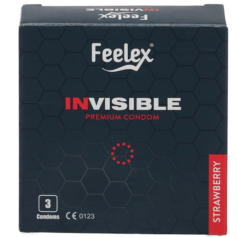 Bao cao su Feelex Invisible hương dâu, siêu mỏng 52mm hộp 3 cái - 1